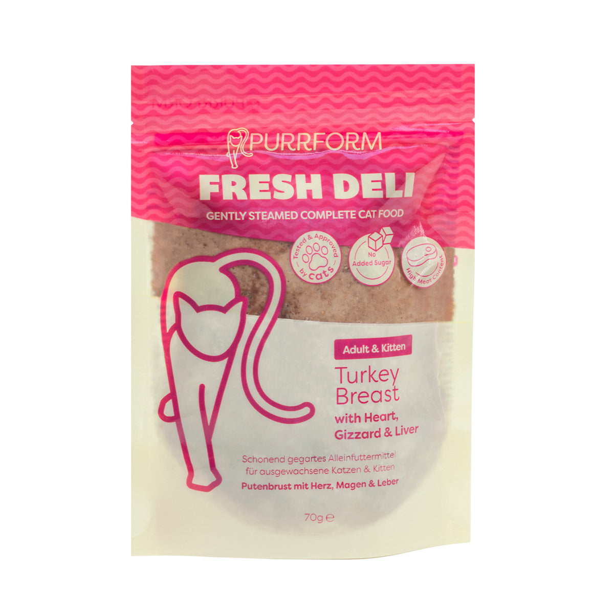 Purrform Fresh Deli Steamed Turkey cat food pouch