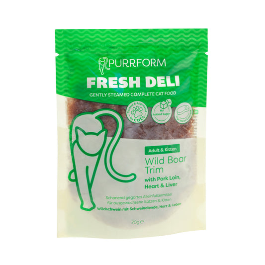 Purrform Fresh Deli Steamed Wild Boar and Pork cat food pouch