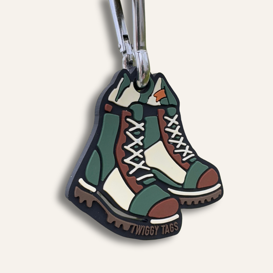 Twiggy Tags Porta Poop poo bag holder Hiker boots design