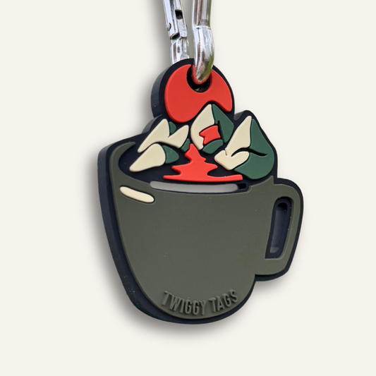Twiggy Tags Porta Poop poo bag holder Brew mug design