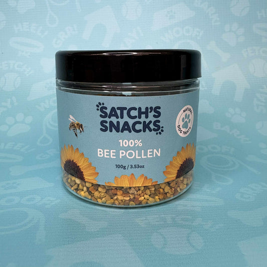Satch's Snacks Bee Pollen 100g supplement jar for dogs