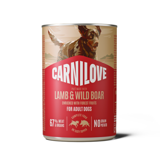 Carnilove Lamb & Wild Boar dog food 400g tin