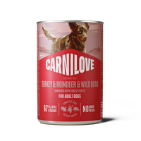 Carnilove Turkey, Reindeer & Wild Boar dog food 400g tin