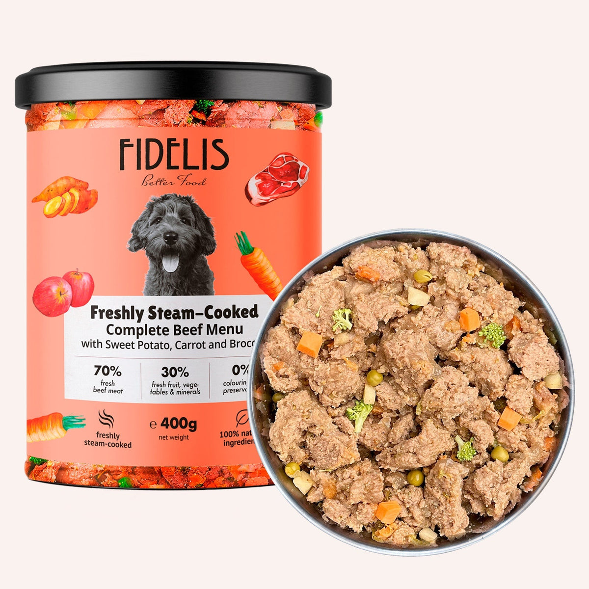 Fidelis Fresh Menu Beef with Sweet Potato and Broccoli dog food jar