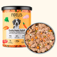 Fidelis Fresh Menu Chicken with Sweet Potato, Carrot and Apple dog food jar