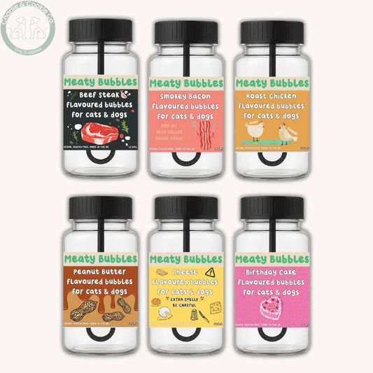 Meaty Bubbles flavoured dog bubbles range