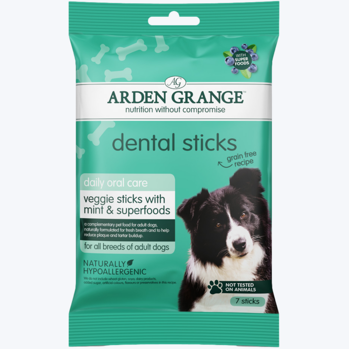 Arden Grange dental sticks with mint and superfoods 7 pack for dogs