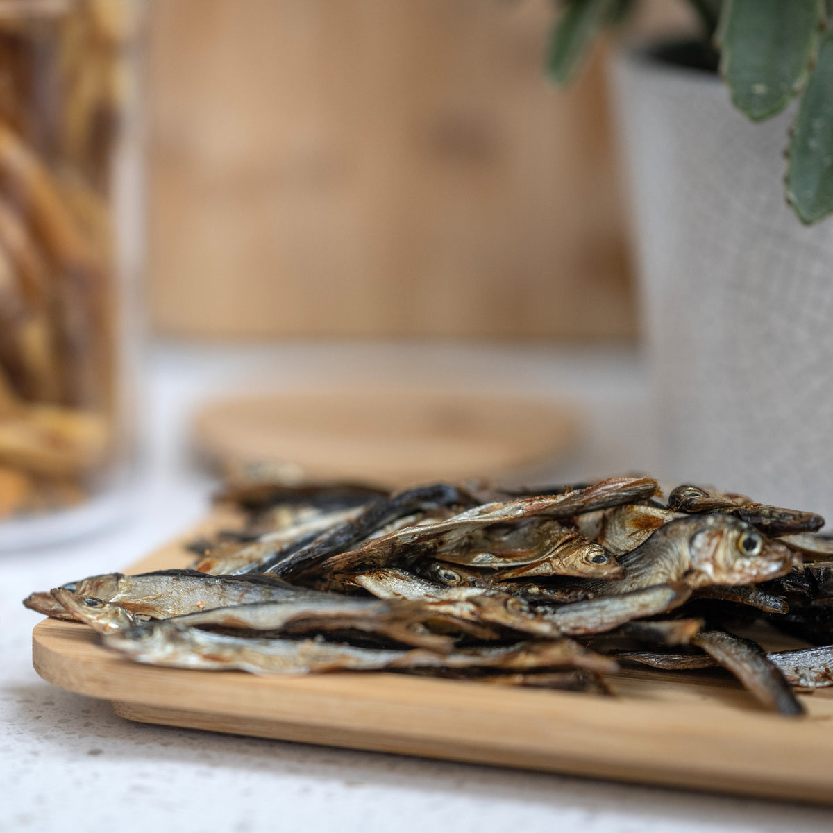 Whole dried fish dog treats