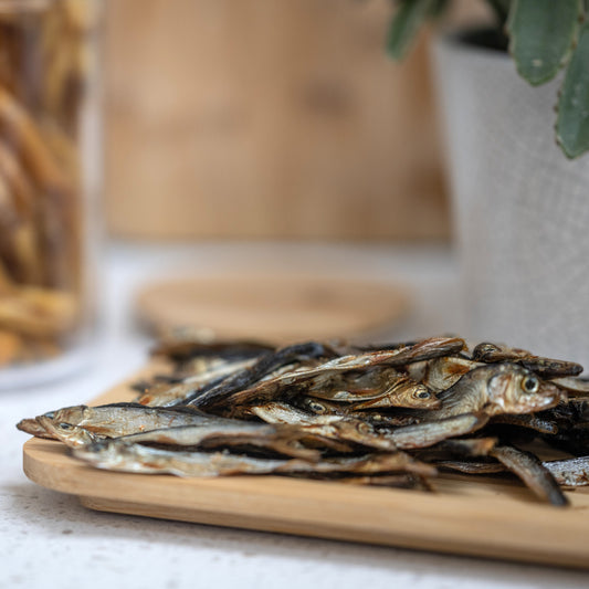 Whole dried fish dog treats